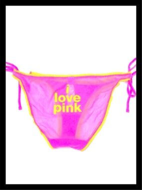 💕ⓅⒾⓃⓀ ⓋⓈ VINTAGE/RARE/HTF “i love pink” Sheer Bikini  Panties ✨NWT💕